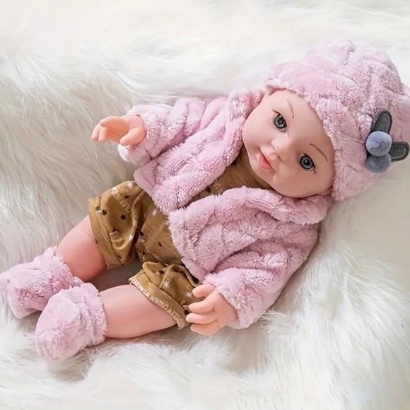 Adorable Pink Plush Baby Reborn Style Doll - Picture 2 of 3